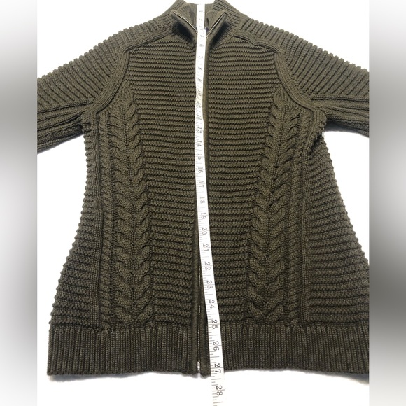 GAP Women’s Cable Knit Olive Green Zip-Up Sweater/Jacket - Picture 10 of 16